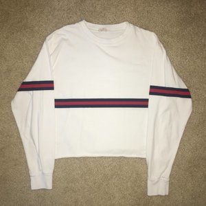brandy melville white stripped long sleeve crop top